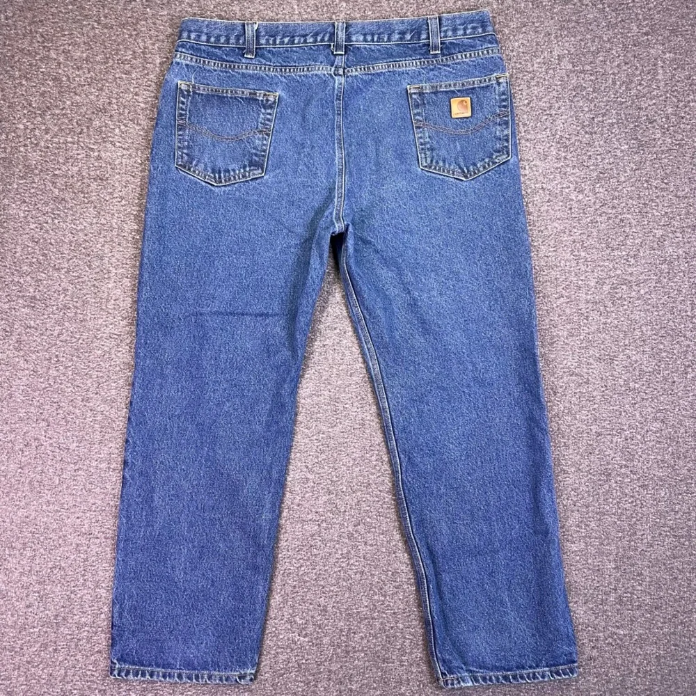Carhartt Jeans Mens 42x29 Blue RelaxedWorkwear B480-DVB Straight Rugged Denim‎